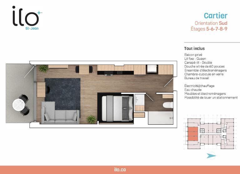 Loft studio entièrement meublé à louer Saint-Jean-Baptiste janvier 2027 4