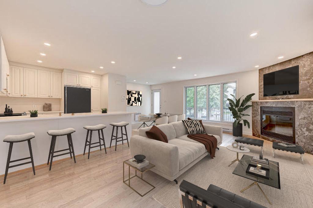 Condo sur 2 niveaux- accès direct, entièrement rénové en 2025 dans le secteur M de Brossard — 3 chambres, 2 salles de bain complètes, garage et stat.! 5
